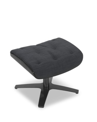 Pouf Velours et Chêne Noir - Tissu Anthracite