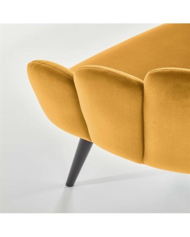 Chaise de salle à manger design en velours de polyester jaune