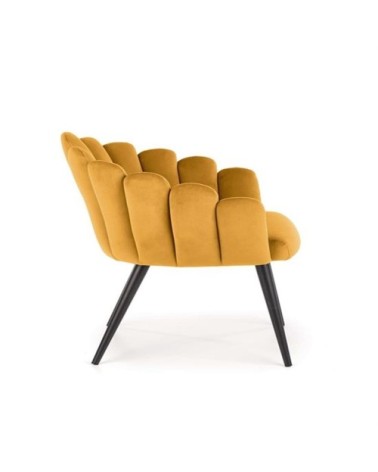 Chaise de salle à manger design en velours de polyester jaune