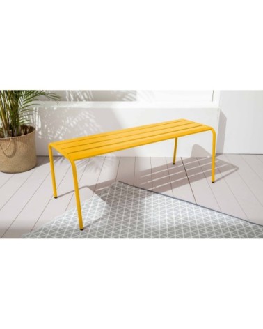 Banc de jardin en acier jaune