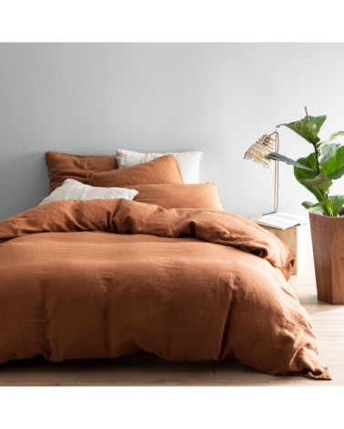 Housse de couette en chanvre lavé 260x240cm Cuivre