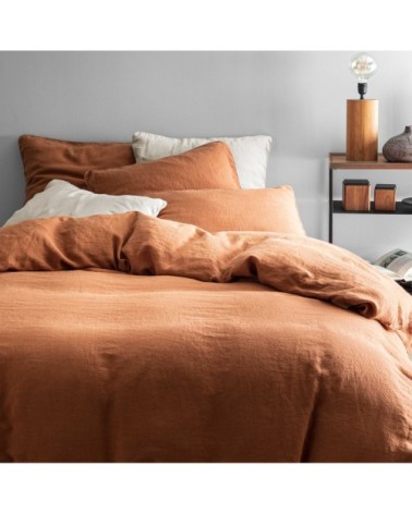 Housse de couette en chanvre lavé 260x240cm Cuivre