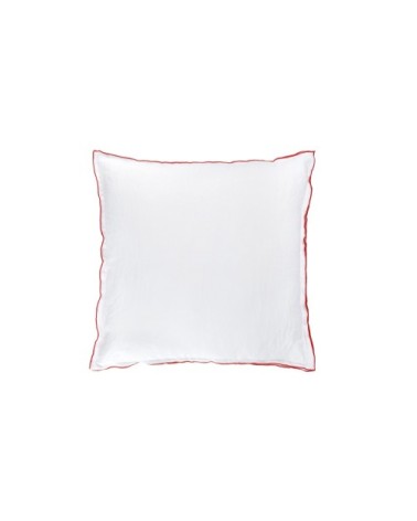 Housse de coussin en lin lavé 45x45cm Blanc-orange