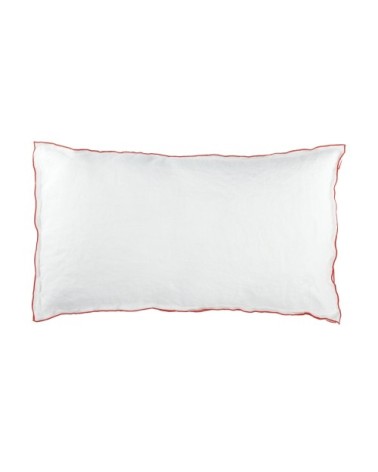 Housse de coussin en lin lavé 33x57cm Blanc-orange
