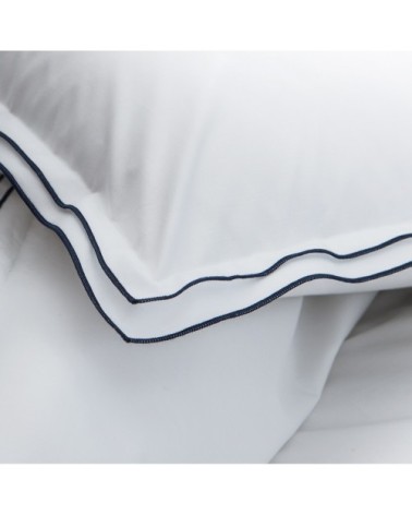 Housse de couette percale coton  260x240cm Blanc/indigo