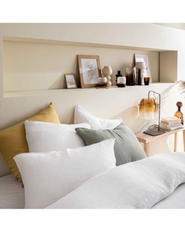 Housse de couette en gaze de coton 260x240cm Blanc Craie