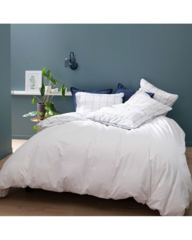 Housse de couette imprimée en percale de coton 260x240cm Blanc