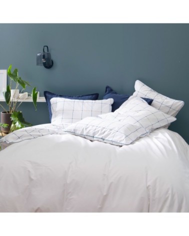 Housse de couette imprimée en percale de coton 260x240cm Blanc
