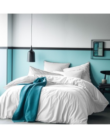 Housse de couette en percale de coton  200x200cm Blanc/beige Desert