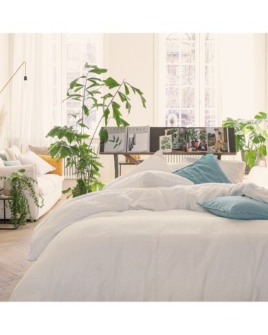 Housse de couette en chanvre lavé 260x240cm Blanc Craie