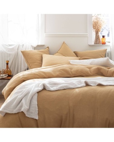 Housse de couette en gaze de coton 200x200cm Caramel