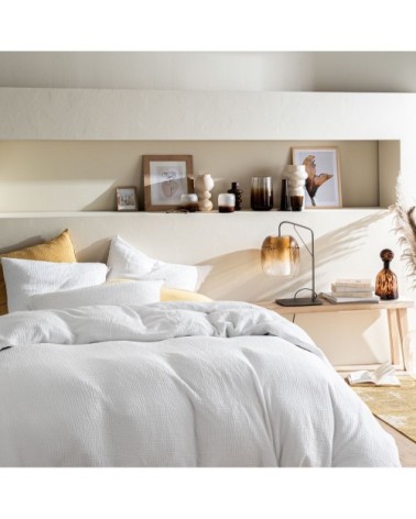 Housse de couette en gaze de coton 240x220cm Blanc Craie