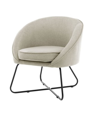 Fauteuil lounge en tissu beige
