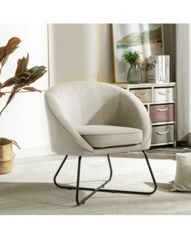 Fauteuil lounge en tissu beige
