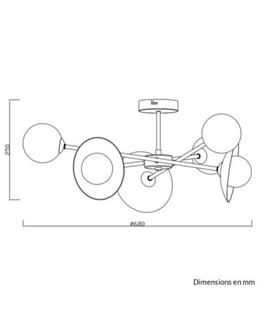 Plafonnier en métal dore