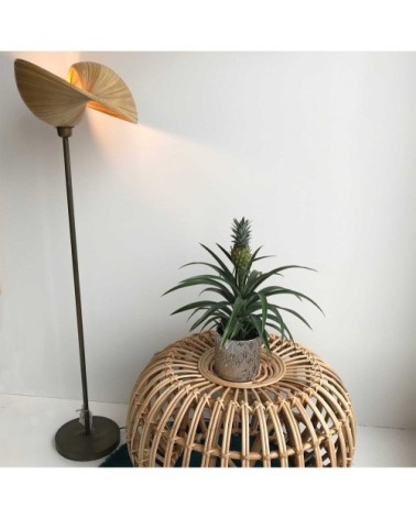 Lampadaire en bambou et pied en bronze H138