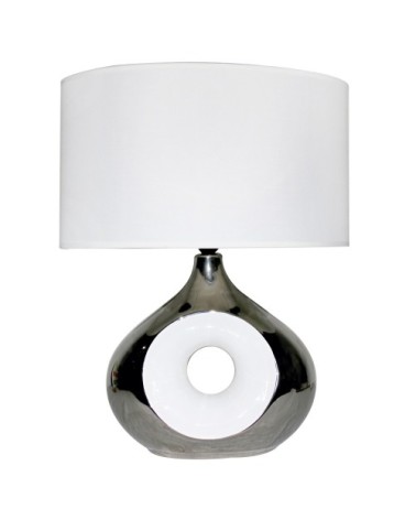 Lampe de table en ceramic argente