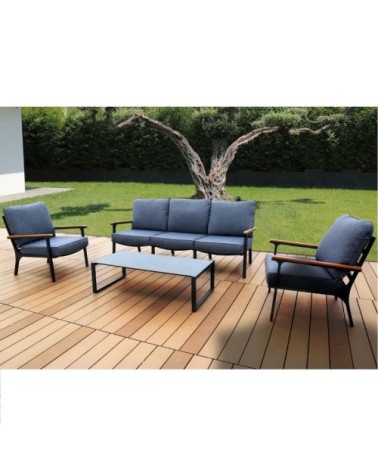 Salon de jardin 5 places en aluminium gris anthracite
