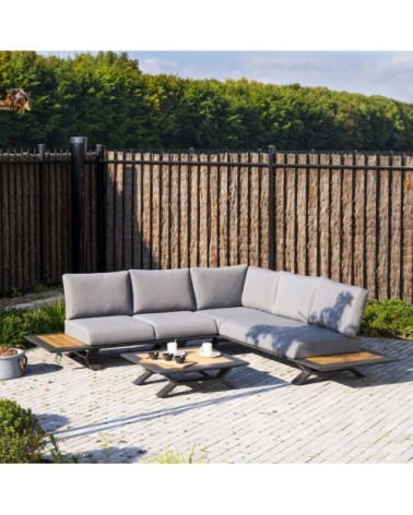 Salon de jardin d'angle 5 places gris