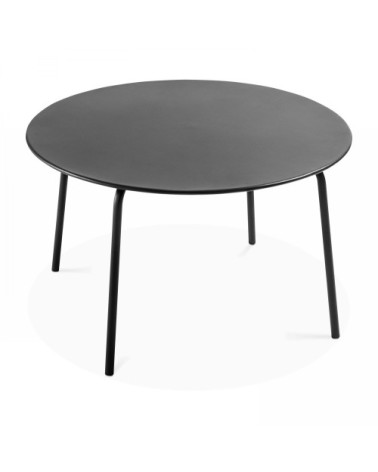 Ensemble table de jardin ronde et 6 chaises en métal anthracite