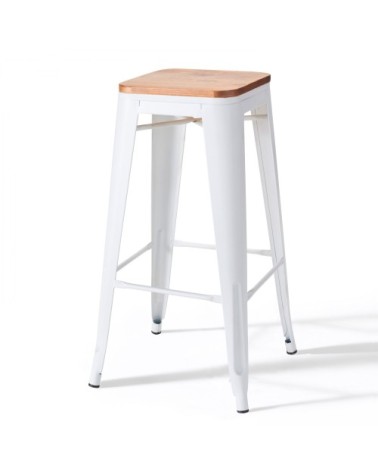 Lot de 4 tabourets de bar en acier blanc