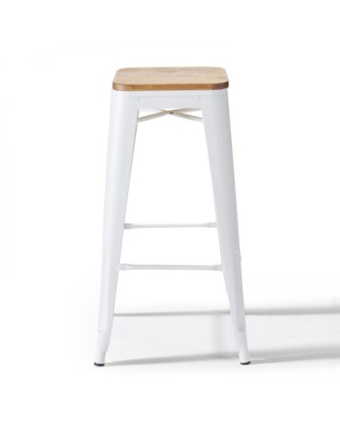 Lot de 4 tabourets de bar en acier blanc