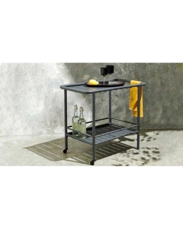 Desserte à roulettes en acier anthracite