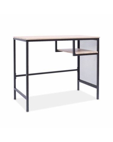 Bureau décor bois et métal, 90cm, 1 casier