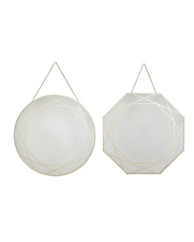 Miroirs suspendus chainette métal doré D29cm - Lot de 2