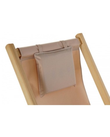 Chaise longue pliante chilienne en bois et tissu marron 57,5x113x77cm