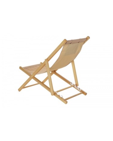 Chaise longue pliante chilienne en bois et tissu marron 57,5x113x77cm