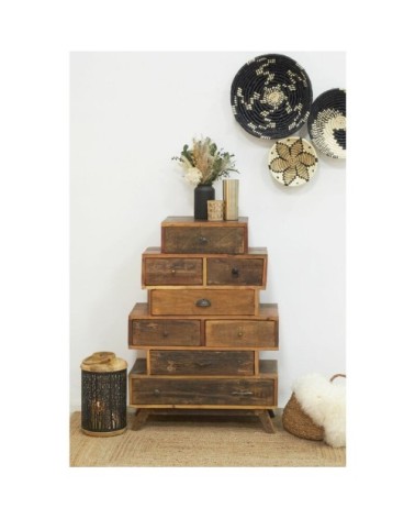 Commode 8 tiroirs en bois recyclé