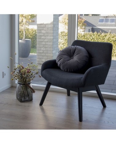 Fauteuil en tissu et pieds en bois noir gris foncé