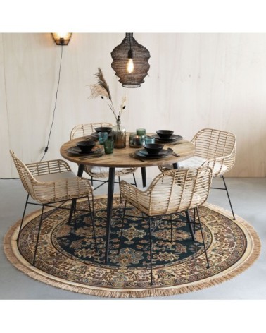 Tapis persan beige à franges beige D200 cm