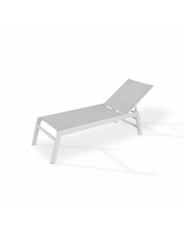 Chaise longue en aluminium blanc avec roulettes