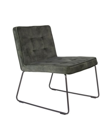 Fauteuil en velours vert kaki