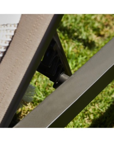 Lot de 2 grandes chaises longues en aluminium marron avec roulettes