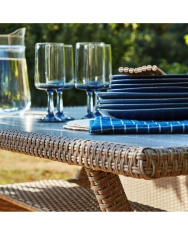 Ensemble de jardin en rotin synthétique et acier avec table haute