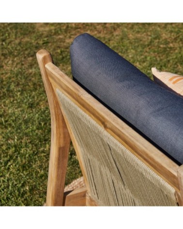 Salon de jardin 4 places en bois clair et corde tressée