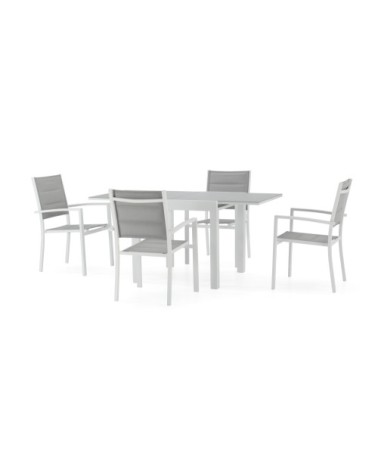 Table de jardin en aluminium blanc 4 personnes