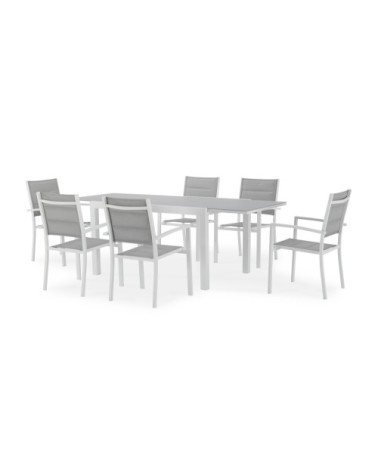 Table de jardin en aluminium blanc 6 personnes