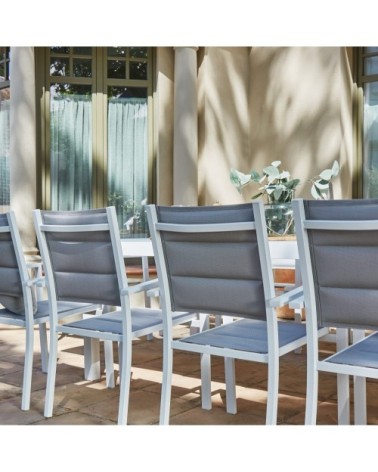 Table de jardin en aluminium blanc 6 personnes