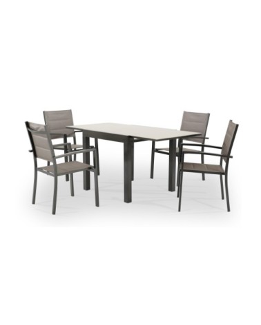 Table de jardin en aluminium marron 4 personnes