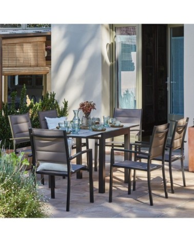 Table de jardin en aluminium marron 4 personnes