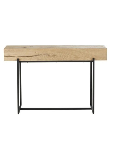 Console en chêne et métal noir