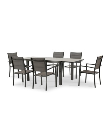 Table de jardin en aluminium marron 6 personnes