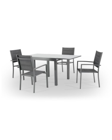 Table de jardin en aluminium gris anthracite 4 personnes