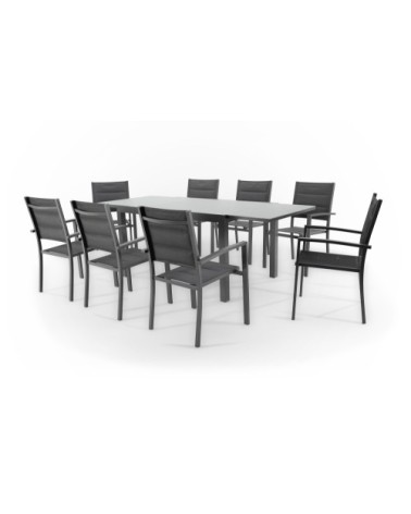 Table de jardin en aluminium gris anthracite 8 personnes