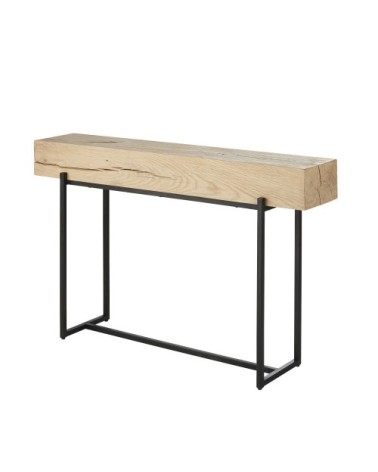 Console en chêne et métal noir