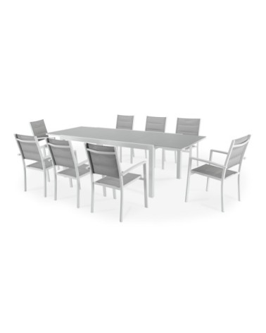 Table de jardin en aluminium blanc 8 personnes